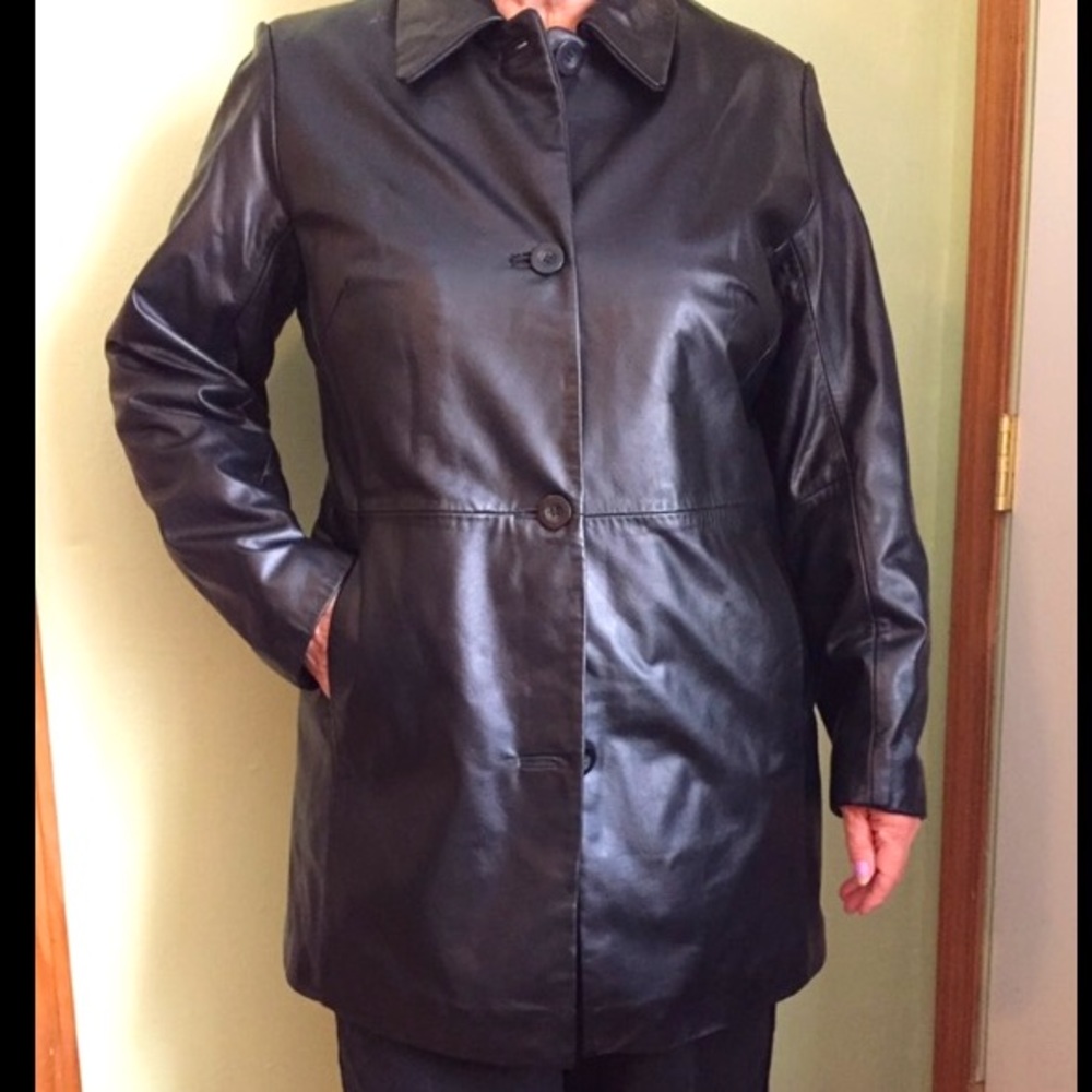 Vintage black leather coat